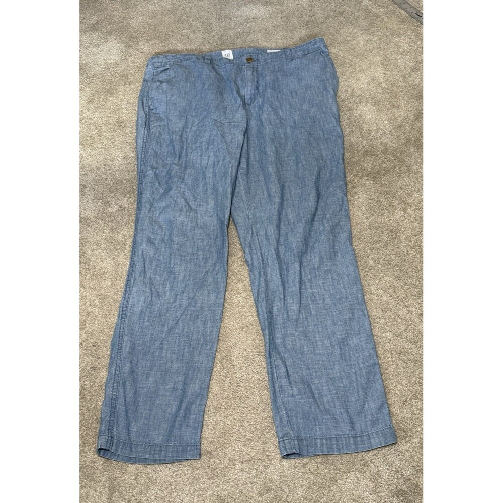 Gap Pants Womens 14 Blue Chambray Girlfriend Khaki Chino Relaxed Casual